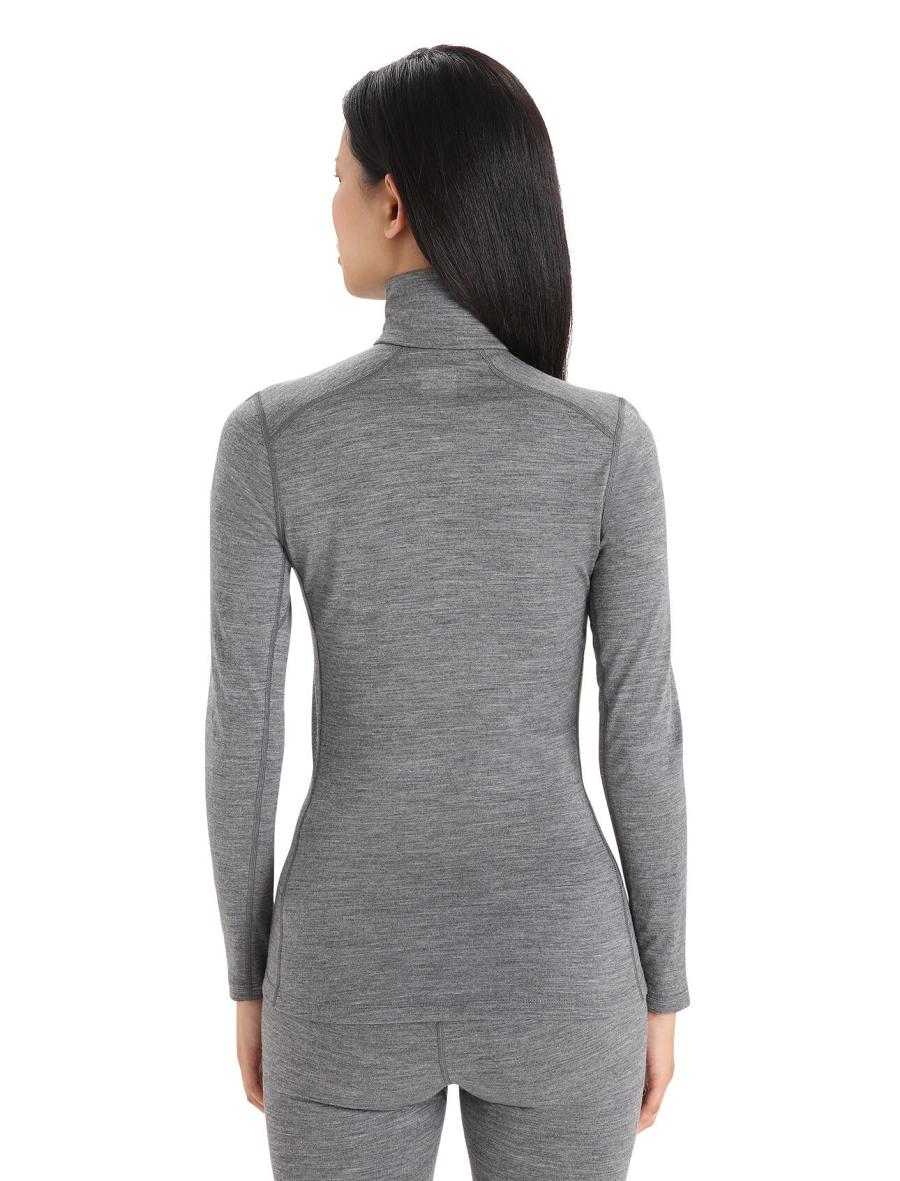 Women's Icebreaker Merino 200 Oasis Long Sleeve Half Zip Thermal Top Base Layers Gritstone Heather | CA 1044SGLO